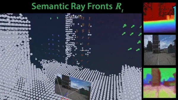 Semantic ray frontiers and 3D mapping in an outdoor environment.